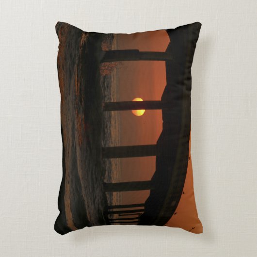 カリフォルニアピア海ビーチサンセットラウンドピロー アクセントクッション (正面(垂直))