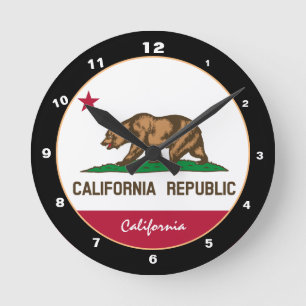 カリフォルニアフラグ&カリフォルニアファッション/デザインUSA ラウンド壁時計