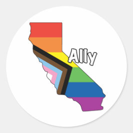 カリフォルニアプライド- Ally Progress Flag ラウンドシール