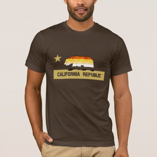カリフォルニアベアのベアプライドフラグ Tシャツ (正面)