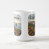 カリフォルニアベアポピスフラワーズコーストレトロ コーヒーマグカップ (中央)