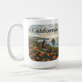 カリフォルニアベアポピスフラワーズコーストレトロ コーヒーマグカップ (左)