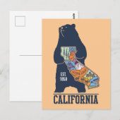 カリフォルニアベアーゴールデン州はがき ポストカード (正面/裏面)