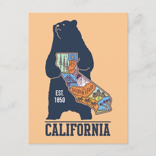 カリフォルニアベアーゴールデン州はがき ポストカード (正面)