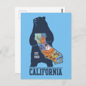 カリフォルニアベアーゴールデン州はがき ポストカード (正面/裏面)