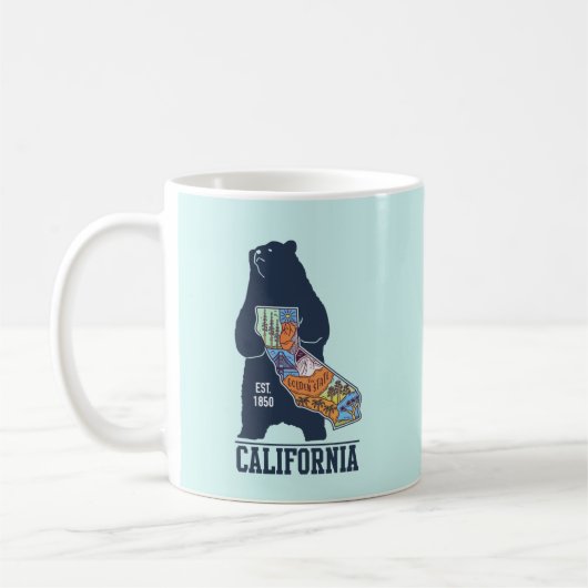 カリフォルニアベアーゴールデン州名前をカスタムする コーヒーマグカップ (左)