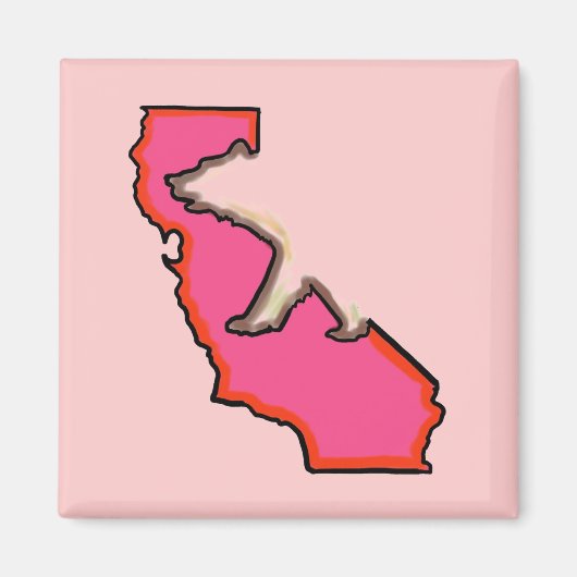 カリフォルニアベア州シンボルピンク磁石 マグネット (正面)