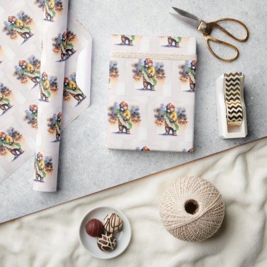 カリフォルニアベア消防士 ラッピングペーパー (クラフト)