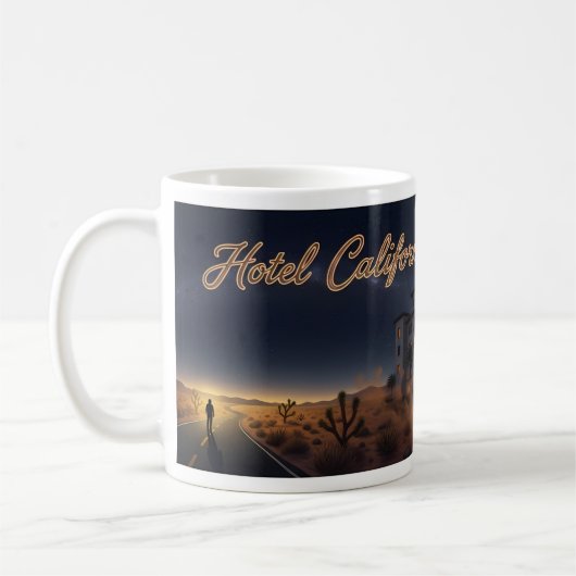 カリフォルニアホテルの砂漠の夜の謎マグ コーヒーマグカップ (左)
