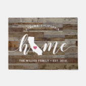 カリフォルニアホーム州パーソナライズされたウッドルック ドアマット (正面)