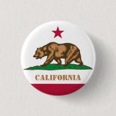 カリフォルニアボタン、愛国的なカリフォルニア国旗 缶バッジ (正面)