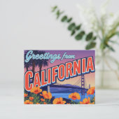 カリフォルニアポピーと橋 ポストカード (スタンド正面)