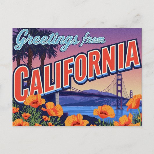 カリフォルニアポピーと橋 ポストカード (正面)
