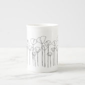 カリフォルニアポピーと背の高いマグカップ ボーンチャイナマグカップ (正面)