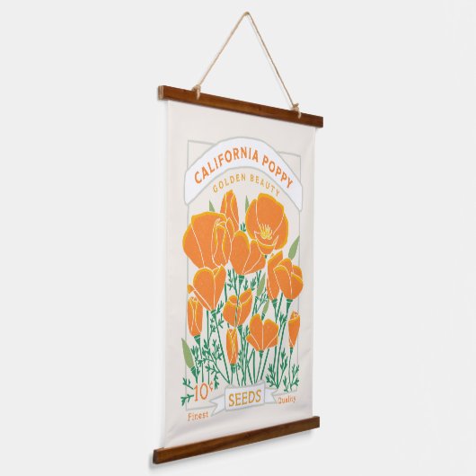 カリフォルニアポピーぶら下がったシードパケットのタペストリー 吊り下げ型タペストリー (傾斜あり)