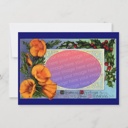 カリフォルニアポピービンテージクリスマスフレームセピア シーズンカード (正面)