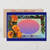 カリフォルニアポピービンテージクリスマスフレームセピア シーズンカード (正面/裏面)