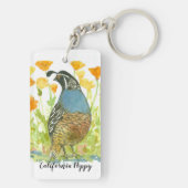 カリフォルニアポピーフラワーウズイル州バード キーホルダー (裏面)