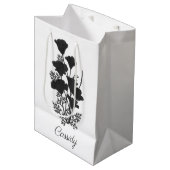 カリフォルニアポピーフラワーシルエットUピックバックカラー ミディアムペーパーバッグ (正面アングル)