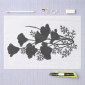 カリフォルニアポピーフラワーシルエットUピックバックカラー 薄葉紙 (クラフト)