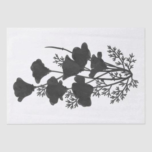 カリフォルニアポピーフラワーシルエットUピックバックカラー 薄葉紙 (正面)