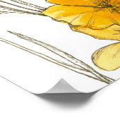 カリフォルニアポピーフラワーワイルドフラワースケッチ ポスター (角)