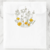 カリフォルニアポピーワイルドフラワーインクスケッチ ラウンドシール (バッグ)