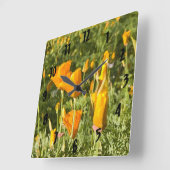 カリフォルニアポピー写真へのドライブラシ効果 スクエア壁時計 (傾斜)