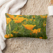 カリフォルニアポピー写真へのドライブラシ効果 ランバークッション (ブランケット)