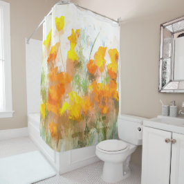 カリフォルニアポピー印象派アート シャワーカーテン