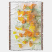 カリフォルニアポピー印象派アート スローブランケット (正面縦)