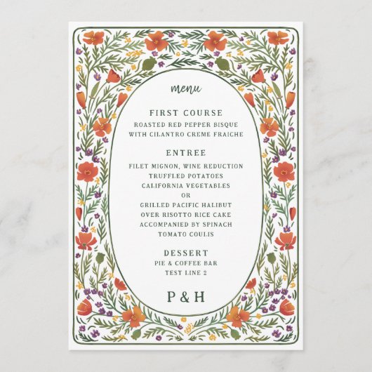 カリフォルニアポピー図解入りの、写真付きのズディナーメニュー メニュー (正面)