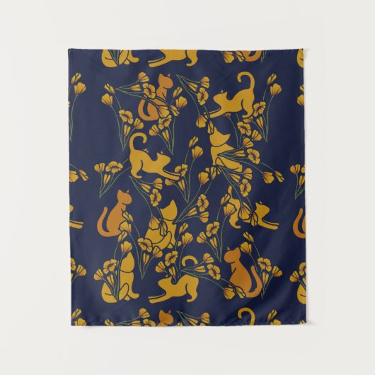 カリフォルニアポピー猫 タペストリー (正面)