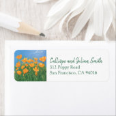 カリフォルニアポピー絵画フィールド差出人住所 ラベル (インサイチュ)