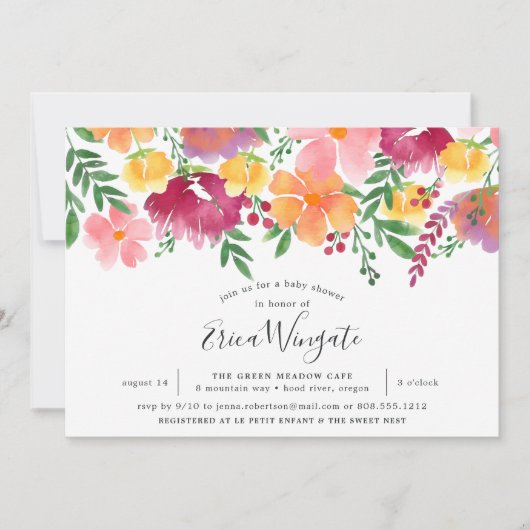 カリフォルニアポピー赤ちゃんシャワー招待状 招待状 (正面)