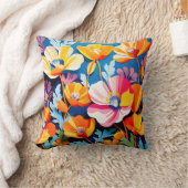 カリフォルニアポピー鮮やかズの花 クッション (ブランケット)