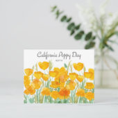 カリフォルニアポピー デー 4月6日 水彩画の野生の花 シーズンポストカード (スタンド正面)