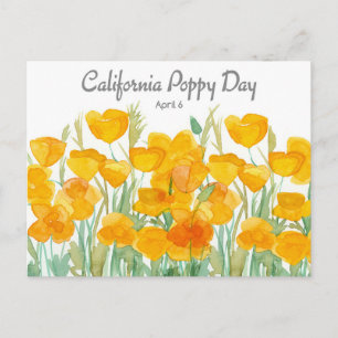 カリフォルニアポピー デー 4月6日 水彩画の野生の花 シーズンポストカード