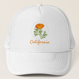 カリフォルニアポピーin a Circle, "California"文字 キャップ