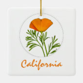カリフォルニアポピーin a Circle, "California"文字 セラミックオーナメント (裏面)