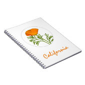 カリフォルニアポピーin a Circle, "California"文字 ノートブック (右側)