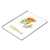 カリフォルニアポピーin a Circle, "California"文字 ノートブック (左側)