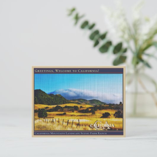 カリフォルニアマウンテンズランドスケープシーニックファームランチ ポストカード (スタンド正面)