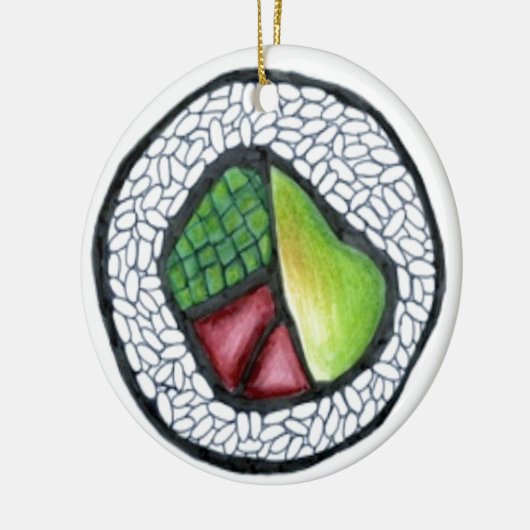 カリフォルニアマキ転がシシ日本の食品 セラミックオーナメント (左)