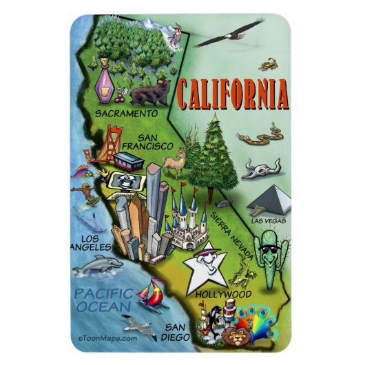 カリフォルニアマンガの地図 マグネット (縦)