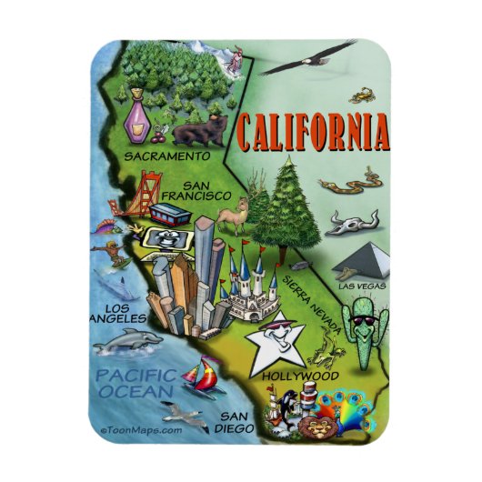 カリフォルニアマンガの地図 マグネット (縦)