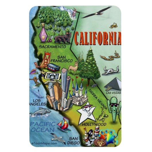 カリフォルニアマンガの地図 マグネット (縦)