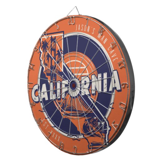 カリフォルニアマンケーブ名前をカスタムするエストデート ダーツボード (正面右)