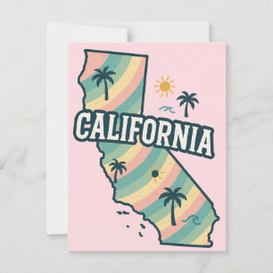 カリフォルニアマ図解入りの、写真付きのップはっきりしたカラフルはがき ポストカード