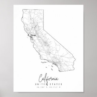 カリフォルニアミニマル通りの地図 ポスター